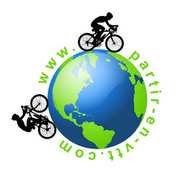 Logo partir-en-vtt, vélo sur planète